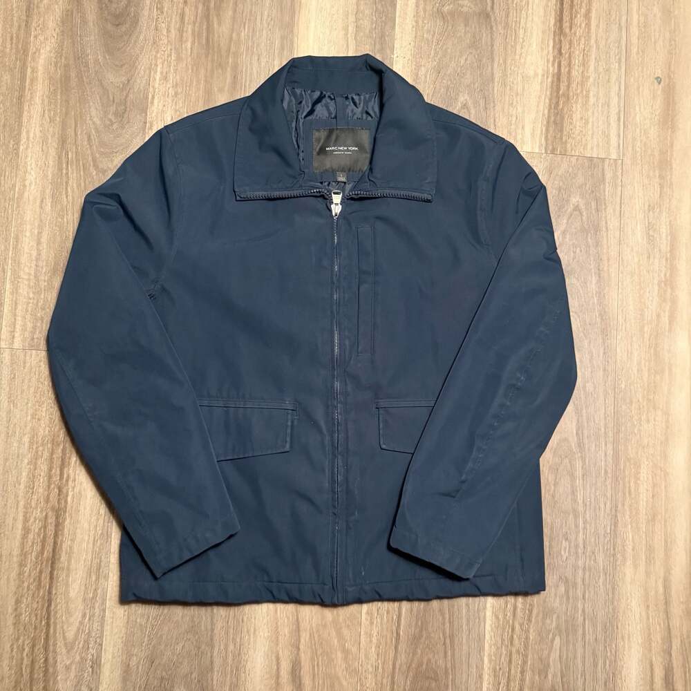 Marc New York by Andrew Marc Men's Navy Blue ZipFront Lightweight Utility Jacket